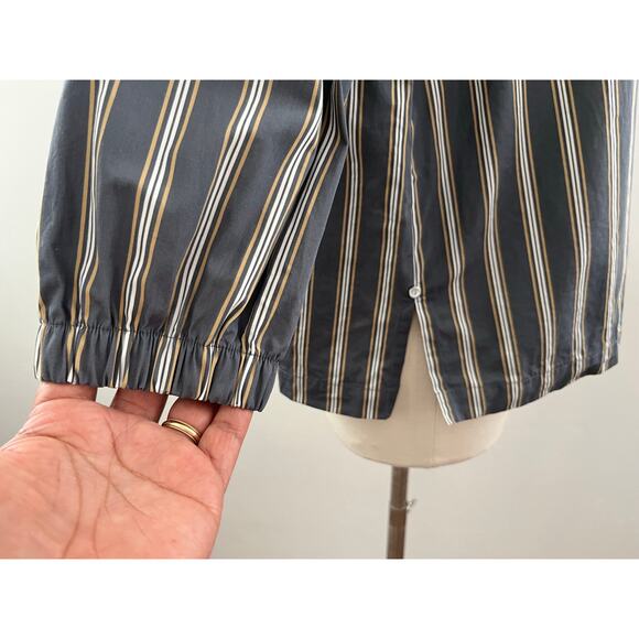 Lafayette 148 New York Striped Top 3/4 Sleeve Business Casual Cotton Gray Small - Picture 5 of 9